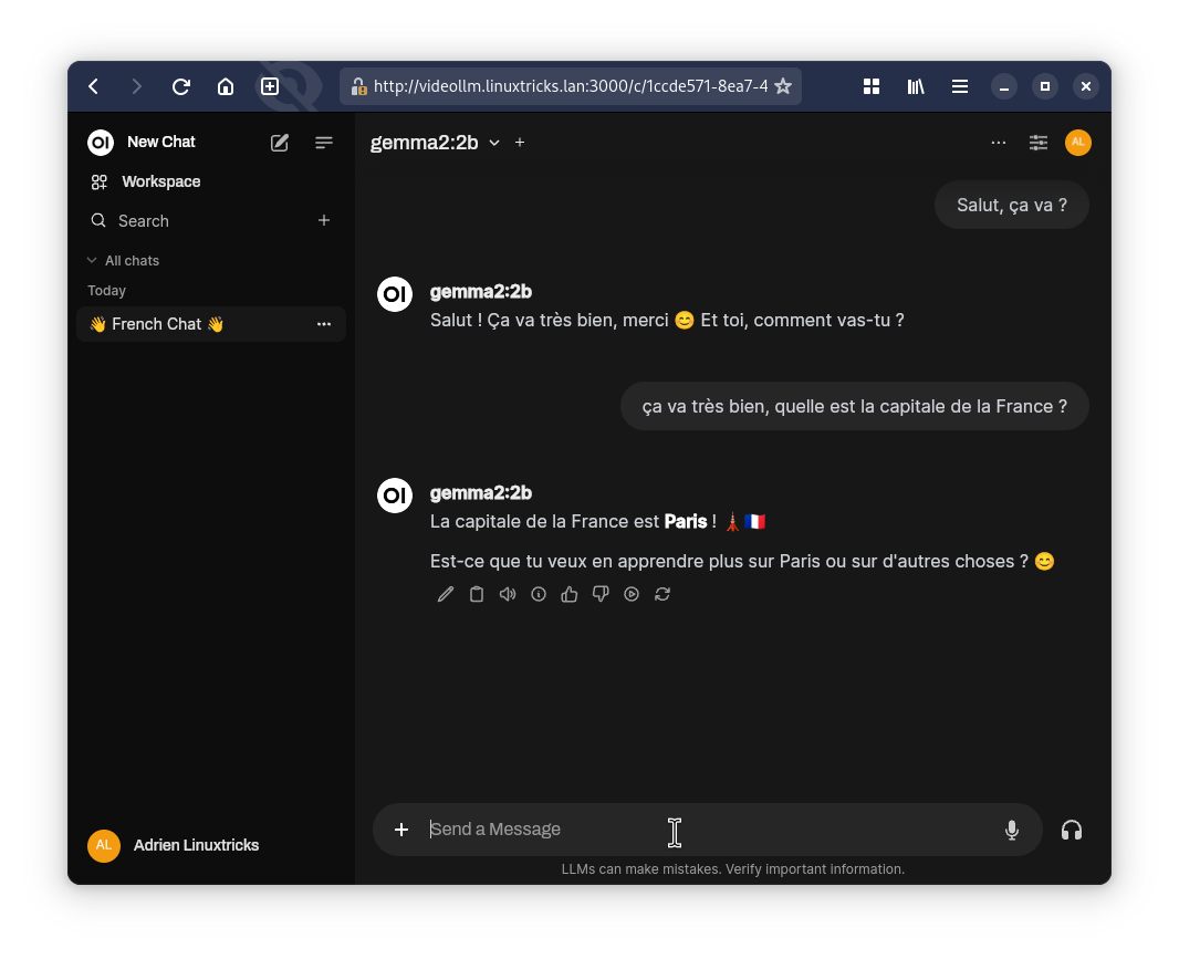 Interface de l'assistant IA